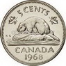 Канадские 5 центов с бобром